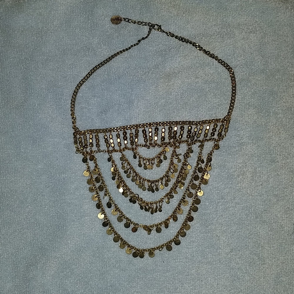 Gold tone brass necklace